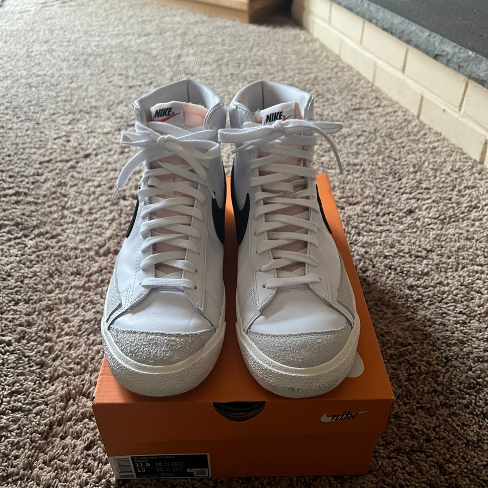 Nike White and Black Blazer High-Top Sneakers